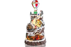 Vigdur 20" Christmas Village Houses - Musical Christmas Snow Village with Colorful Lights & 8 Xmas Music, Animated Christmas Decoration for Xmas Indoor Table Decor Display Gift