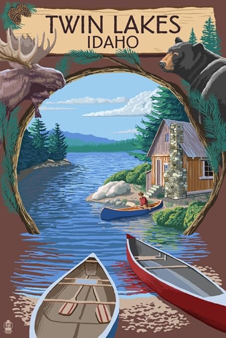 Amazon Com Twin Lakes Idaho Cabin On Lake Montage 16x24