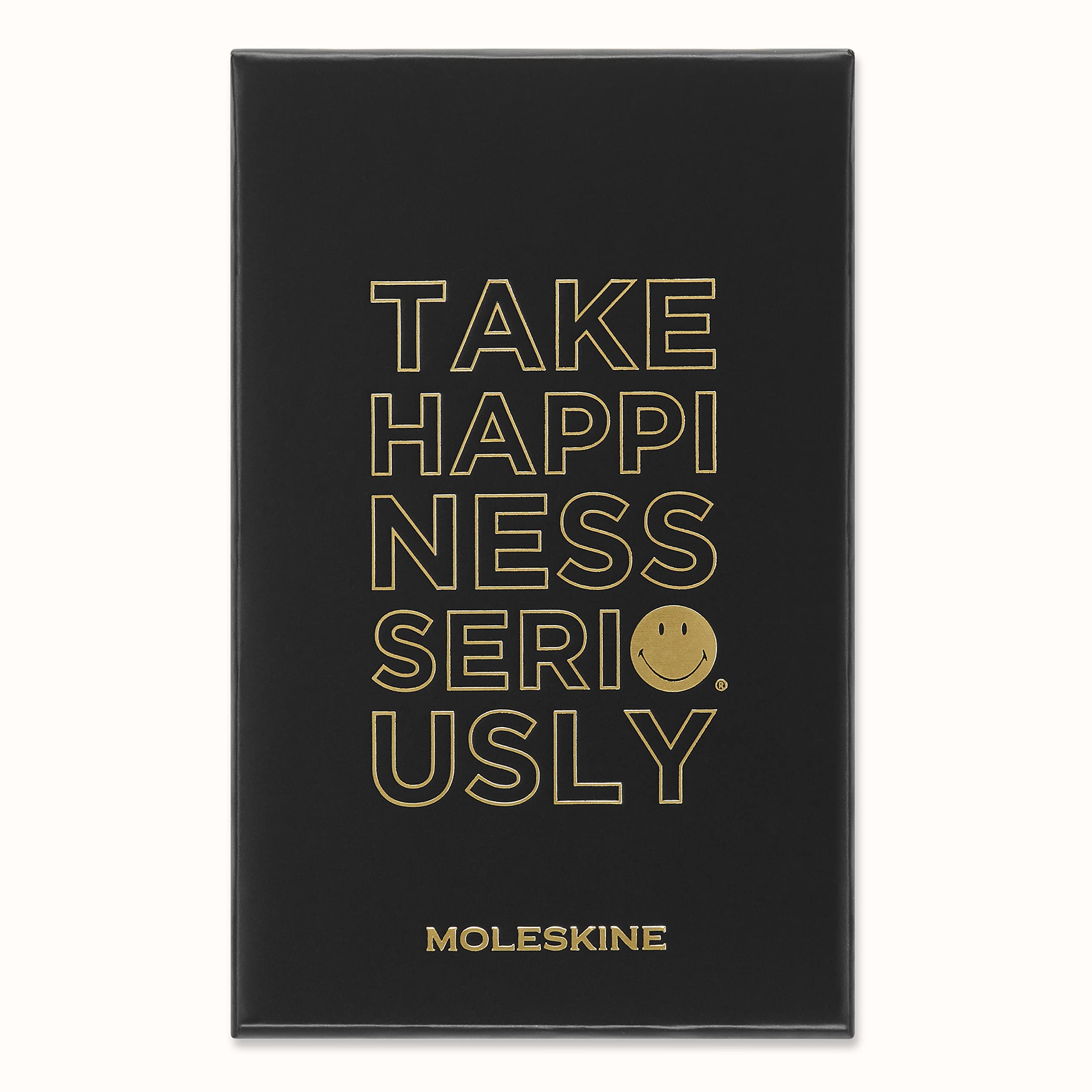 Moleskine - Limited Edition Smiley Plain Notebook with Collector's Box, Hard Cover and Elastic Closure Journal, Size Extra Small 6.5 x 10.5 cm, Colour Black
