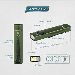 OLIGHT Arkfeld UV Rechargeable EDC Flashlight, 1000