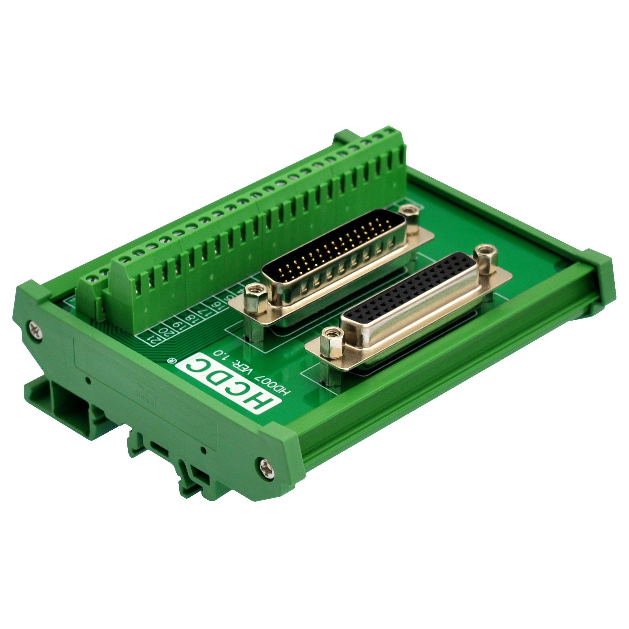 HCDC DIN Rail Mount D-SUB 44-Pin Male-Female Interface Module Terminal Block Breakout Board (DB44HD)