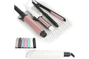 WRORUNER Larger Size Silicone Heat Resistant Mat for Curling Irons, Flat Irons, Hair Straightener and Other Hair Styling Tools, Portable Hot Tools Pad Cover for Travel Vanity Salon(12.0" x 9.0")