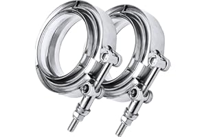 BOMLING 3.5 Inch Stainless Steel V Band Clamp with Mild Steel Male Female Flanges for Turbo Exhaust Downpipes Racing Ford Pickup Truck Exchange Exhaust Accessories(2 PCS)
