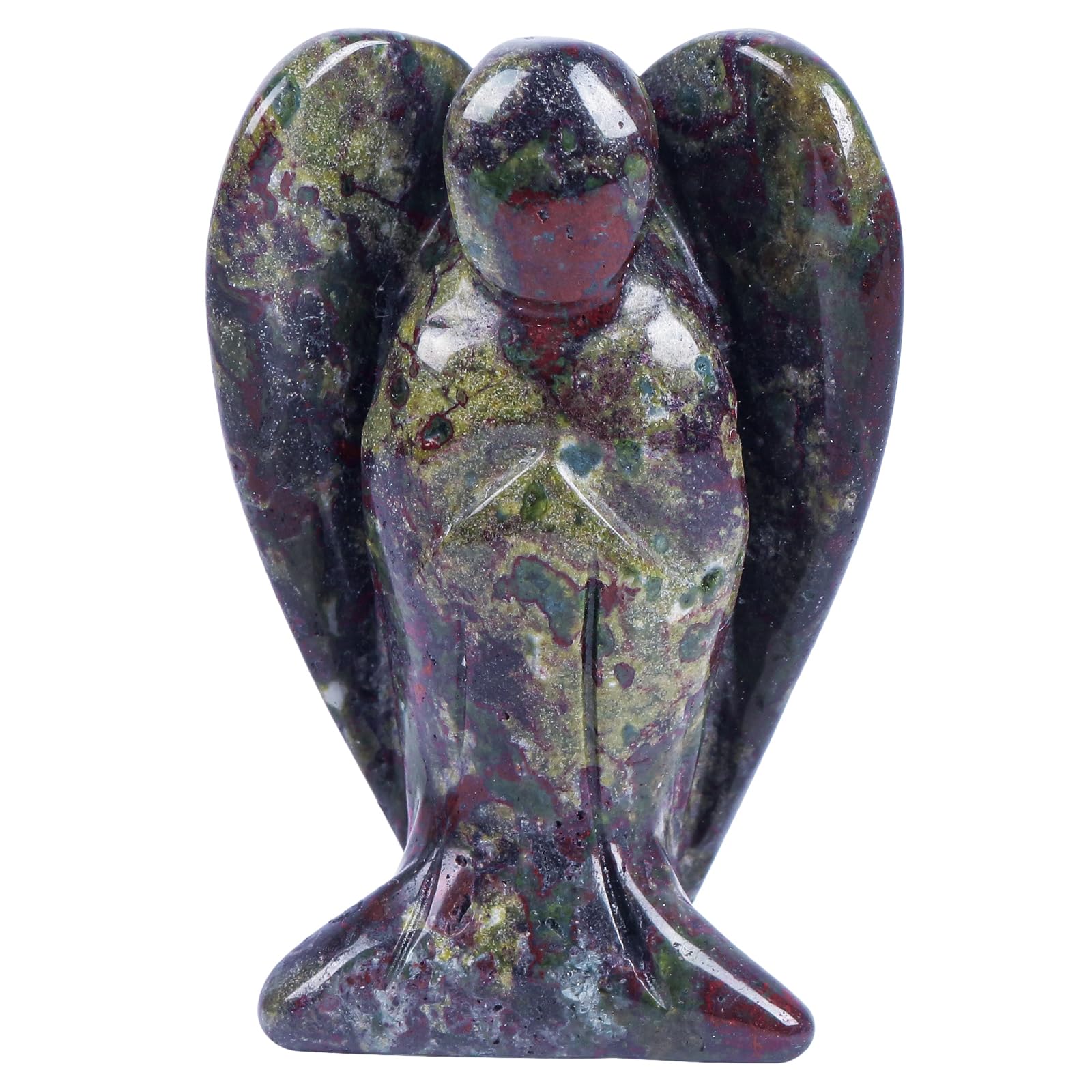 Lovionus89 Natural Dragon Blood Stone Guardian Angel Statue, 5 cm Hand Carved Stone Healing Crystal Bag Figurine Decoration
