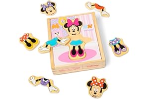 Melissa & Doug Disney Minnie Mouse Mix and Match Dress-Up Wooden Play Set Puzzle (18 pcs) Minnie Mouse Toys for Disney Fans, 