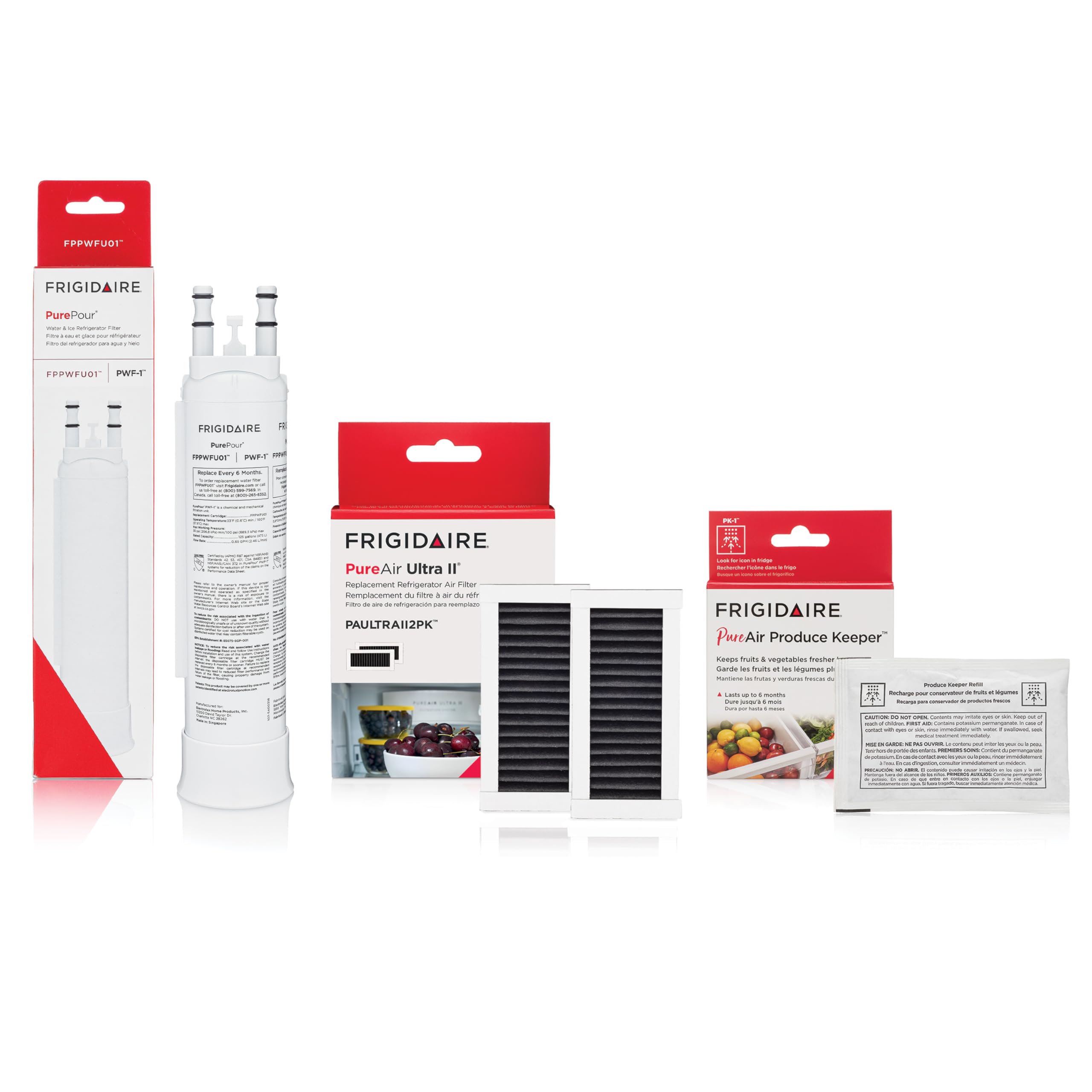 Photo 1 of Frigidaire PurePour® PWF-1™ FPPWFU01 + 2 PureAir® Ultra II PAULTRA2 + PureAir® PK-1™ FRPAPKRF Water & Air Filter Combo