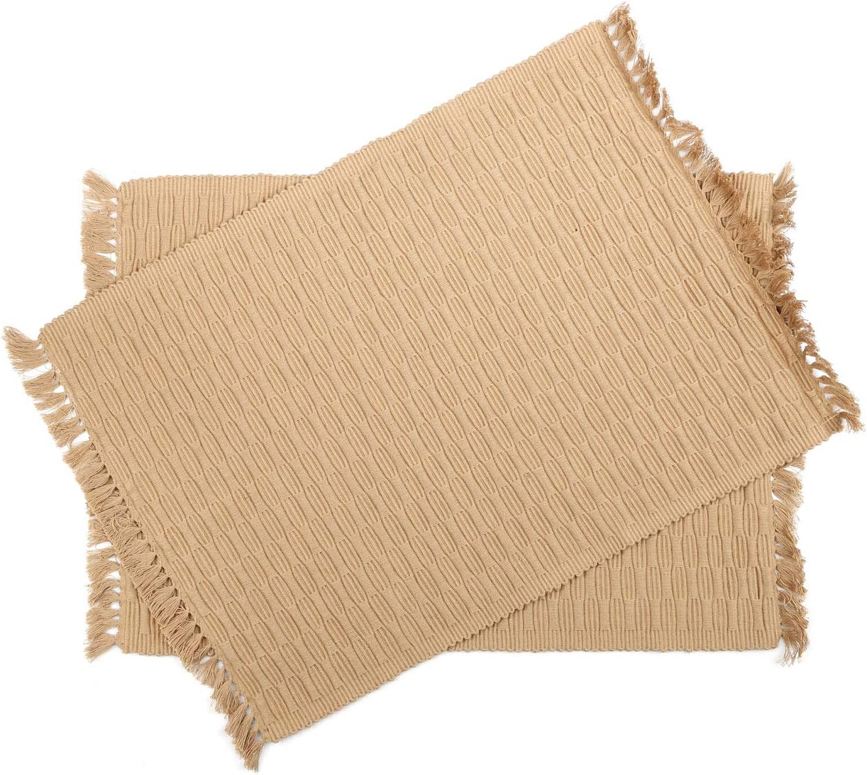 Penguin Home - 100% Cotton Placemats Set of 6 - Soft, Durable & Super Absorbent - Stylish Design to Enhance Your Table Setting - Machine Washable - 33 x 45cm - Beige