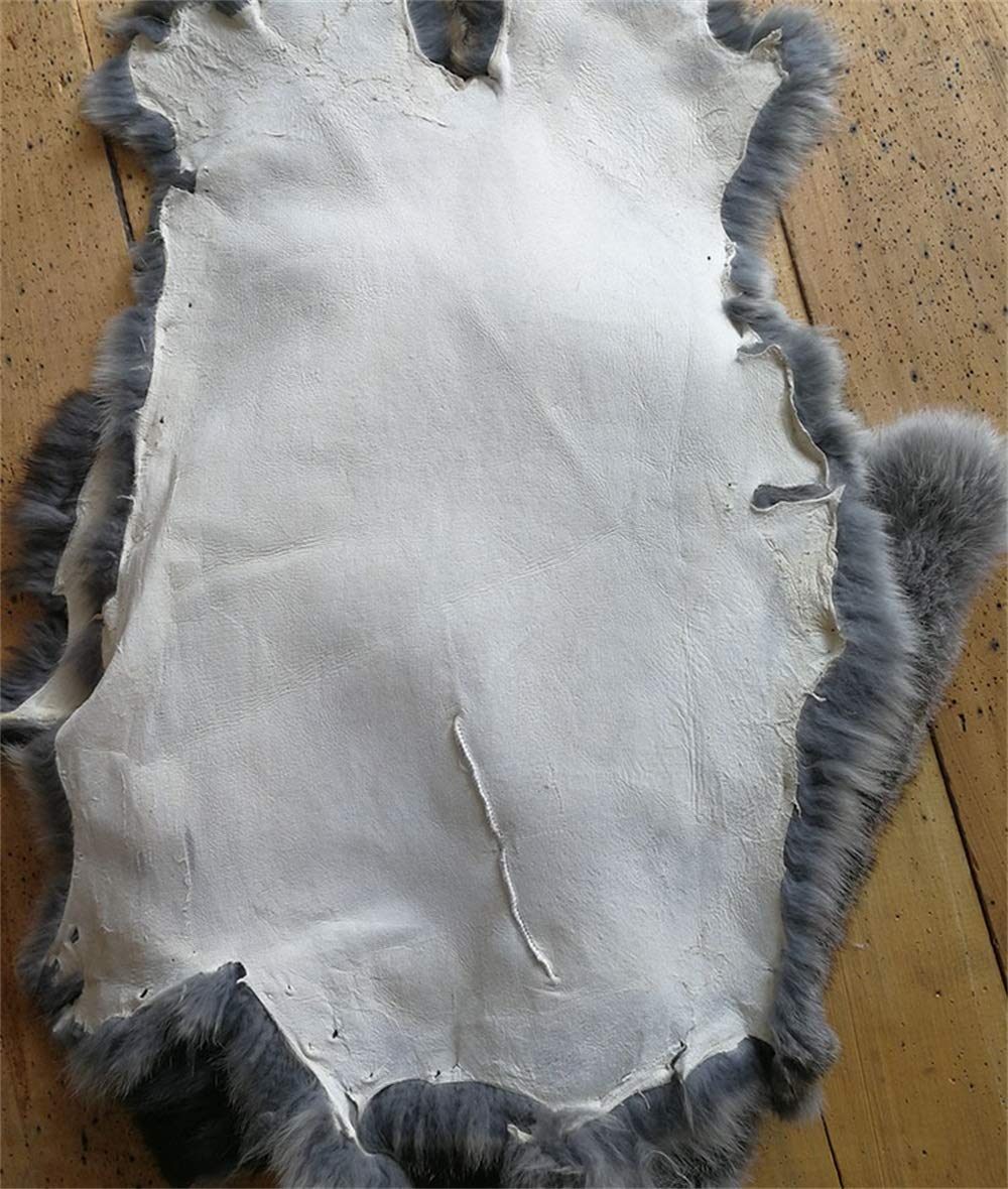 Natural Tanned Rabbit Fur Hide Natural Gray 10 by 12 Rabbit Pelt with