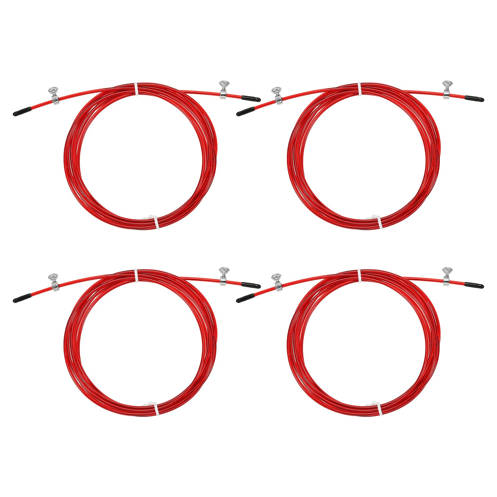 PATIKIL 10Ft Speed Jump Rope Replacement Cable, 4 Pcs 2.5mm Professional Skipping Rope Steel Wire Replace for High Speed Jump Ropes, Red