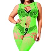 EHSUYAB Plus Size Body Stockings For Women Curvy , Exotic Dancer Lingerie Outfits, Full Sexy Fishnet Bodysuit Rave Party