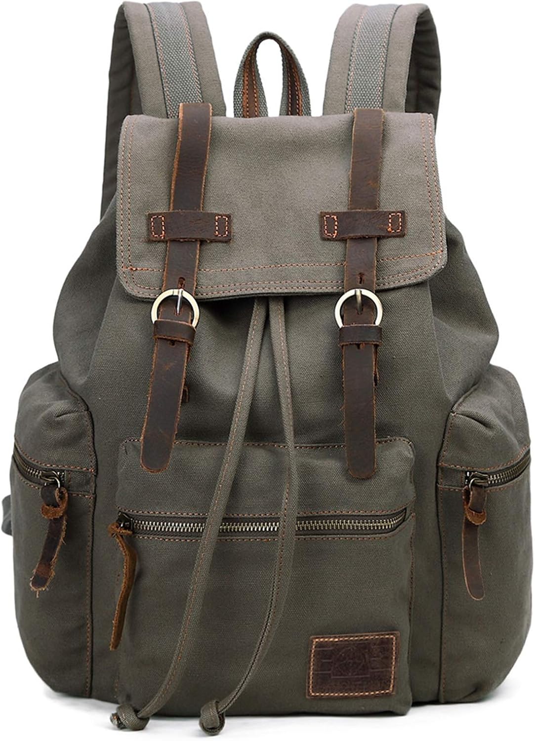GINGOOD Vintage Canvas Backpack Vintage Canvas Backpack Rucksack Casual Travel Daypack Leather