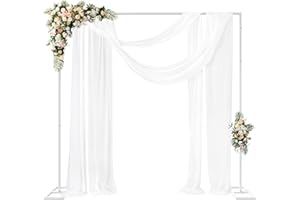 Fomcet 8FT x 8FT Backdrop Stand Heavy Duty with Base, White Portable Adjustable Pipe and Drape Backdrop Stand Kit, Square Metal Arch Party Frame for Wedding Birthday Parties Banquet Decorations