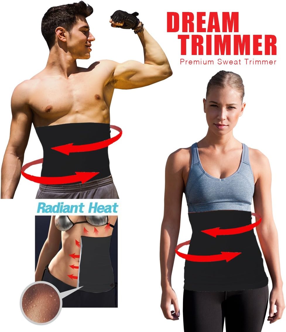 Waist Trimmer. Belly Fat Cellulite Burner with Silver Anti-Bacterial Coating, Body Shaper Exercise Belt, Sweat Sauna Abdominal Binder, Training Fitness Belt.