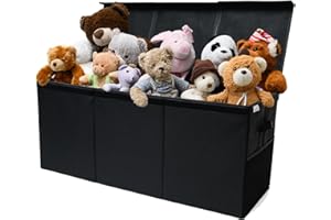 SoftOwl Extra Large Toy Storage Organizer with Lid - Sturdy, Collapsible Toy Chest Storage Box Design - Toys Bin with Dividers for Kids, Nursery, Bedroom, Playroom 37"x16"x14"