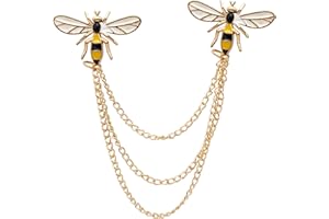 A N KINGPiiN Lapel Pin for Men Honey Bee with Hanging Chain Brooch Suit Stud, Shirt Studs Men's Accessories