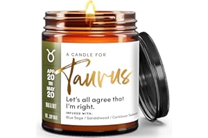 WAX & WIT Taurus Gifts for Women, Astrology Gifts for Women, Zodiac Gifts for Women, Zodiac Candle, April Birthday Gifts for Women, May Birthday Gifts for Women, Horoscope Gifts – 9oz, 50Hr Burn, Soy Wax