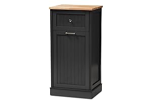 Baxton Studio 147-424-8319-AMZ Monica Kitchen Cabinet, Dark Grey/Oak Brown