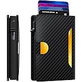 Frapkom Men Wallet, Trigger Wallet 8-11 Cards, Smart Pop Up Card Wallet with RFID Blocking Function, Cash Slots, Credit Card Holder, ID Window (Carbon Fiber)