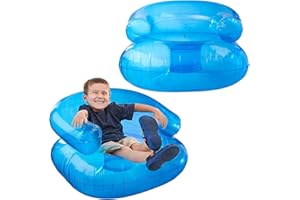 2 Pcs Blow Up Chair for Kids 27.5x27.5x17.2 in Blue Sequin Style Inflatable Sofa Chair for Boys Girls 200 Pounds Bearing Capa
