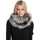 Fur Story Women Real Fur Infinity Scarf Winter Fur Neck Warmer Scarf Cold Weather Warm Shawl