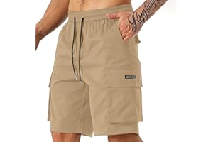 Men's Stretch Cargo Shorts Summer Casual Drawstring Loose Short Pants Multi Pockets Sport Outdoor Cargo-Short