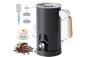 5 in 1 Electric Milk Frother Automatic Hot & Cold Foam Maker Auto Shut-Off Milk Warmer Silent Operation Fast Frothers with Co
