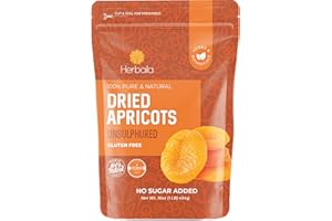 HERBAILA Dried Apricots No Sugar Added, 1 Pound. Turkish Apricots Dried Fruit, Dry Apricot Bulk, Apricots. All Natural, Non-GMO.