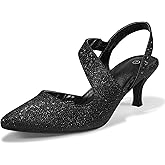 mysoft Women's Dress Shoes Low Heels 2 inch Kitten Pumps Slingback Wedding Party Medium/Wide Width Shoes