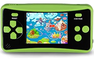 X-JOYKIDS QS17Green Handheld Game for Kids Portable Retro Video Game Player Built-in 182 Classic Games 2.5 inches LCD Screen Family Recreation Arcade Gaming System Birthday Present for Children