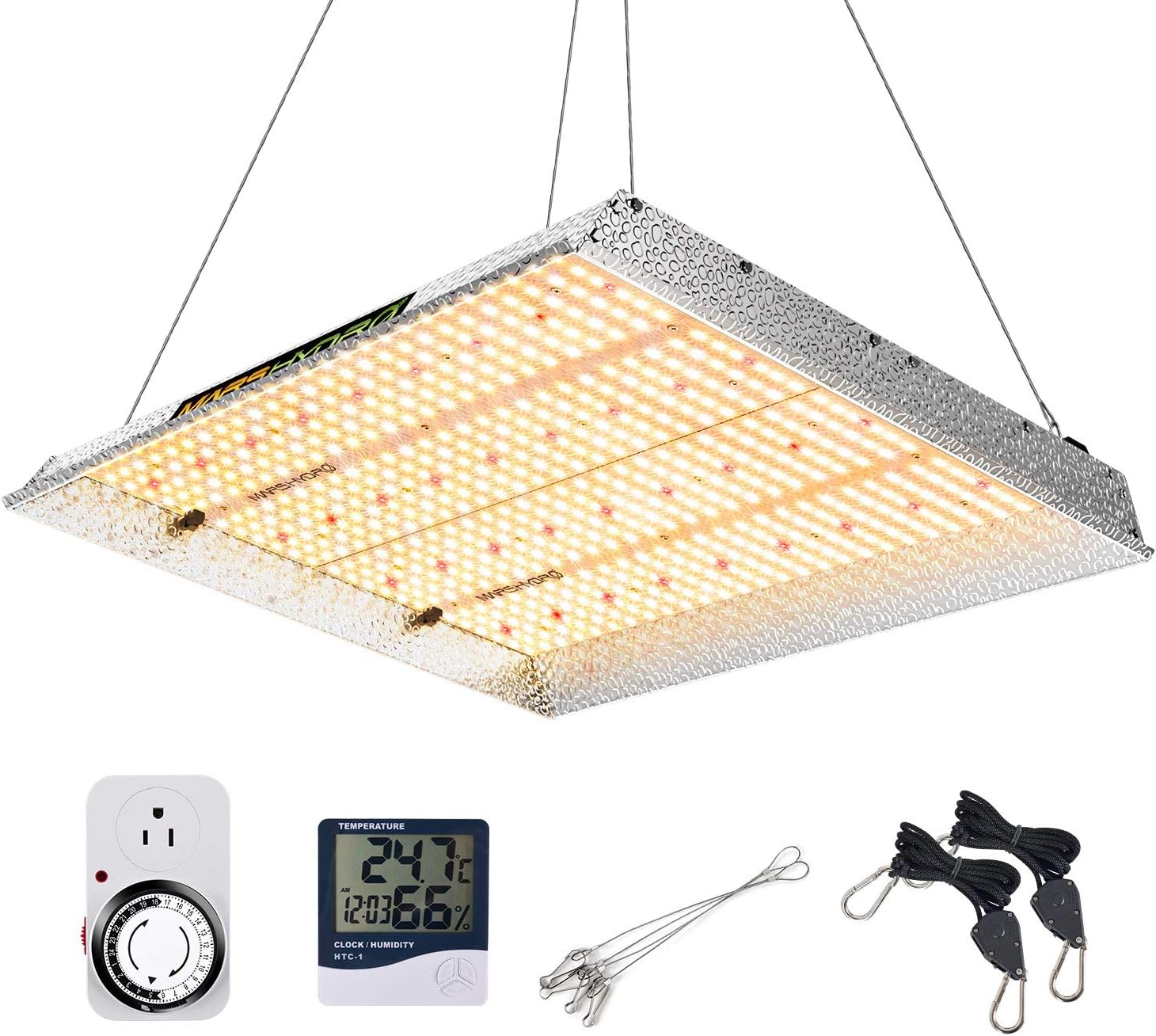 MARSHYDRO TSW 2000W Led Grow Light Full Spectrum for Indoor Plants Veg and Flower Hydroponic with Thermometer Hygrometer Hanger Growing Extremely Cool and Quiet (2000W Set)