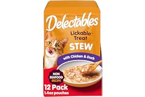 Hartz Delectables Non-Seafood Stew Lickable Wet Cat Treats, Chicken & Duck, 1.4 Ounce (Pack of 12)