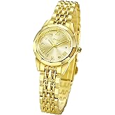 MASTOP Small Gold Watches for Women Easy Read Diamond Date Ladies Quartz Vintage Wrist Watches Luxury Gift for Wife Mother Stainless Steel Exquisite Bracelet Band Tools Included