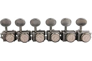 Guyker 6-in-line Vintage Guitar Lock String Tuners – Locking Tuning Key Pegs Machine Heads Replacement Parts for ST TL Style Electric Guitars Gear Ratio 1:15 – Old Rust Color