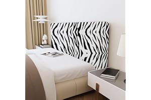 EFELIM Velvet Bed Headboard Slipcover for Queen Full Cal King Size, Stretch Bed Headboard Cover Upholstered Dustproof Protector Cover for Bedroom Decor (Zebra Pattern,King:190-210cm/75-82in)