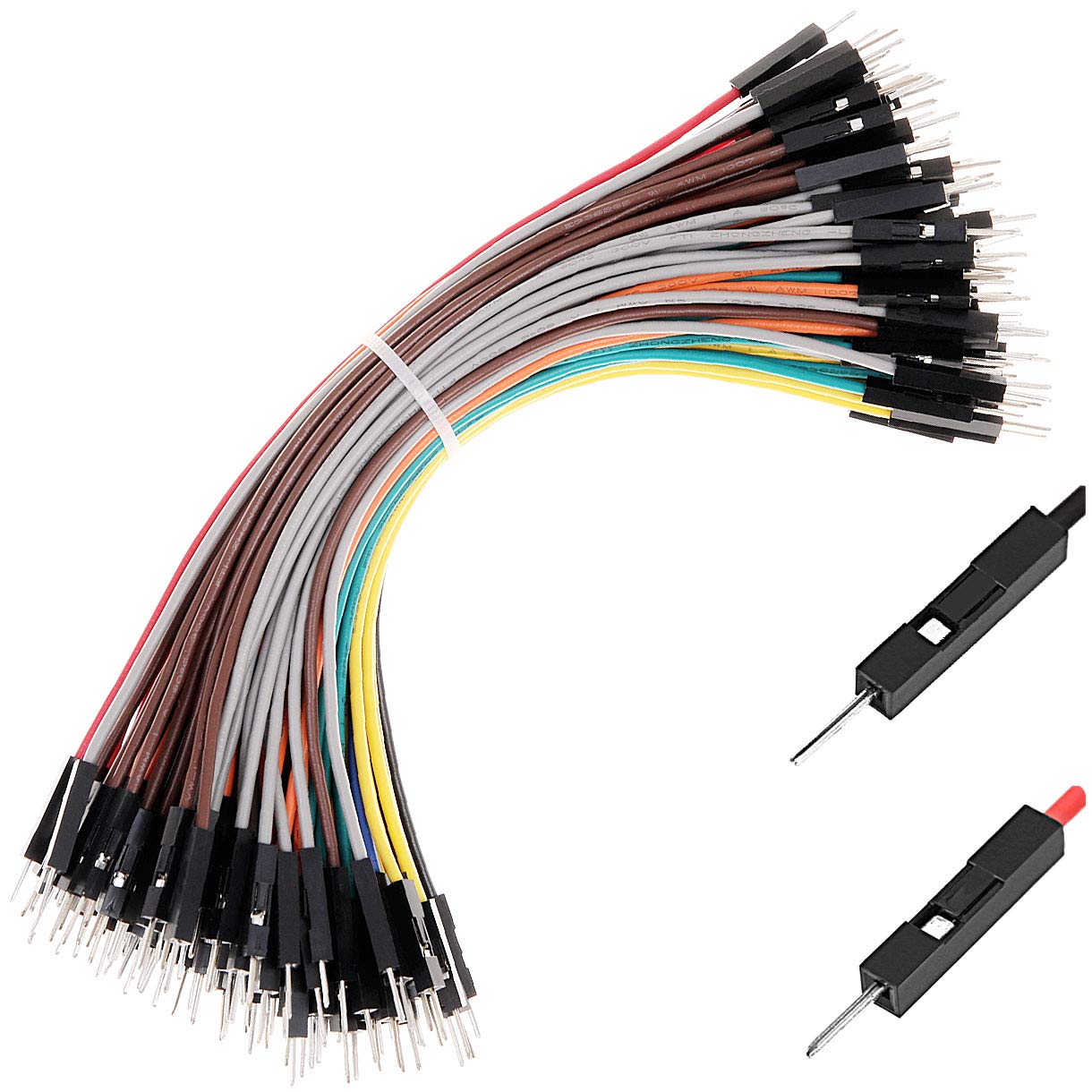 Breadboard Jumper Wires Cables 22AWG For Arduino Raspberry Pi Male To Male, 20% MORE Red and Black Jumpers Wires, Square Head 0.1'' 10 Colors Total 120-Pack (15CM, M/M)