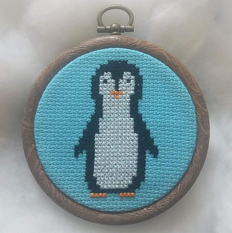 Penguin Cross Stitch Kit Beginners Counted Cross Stitch Christmas