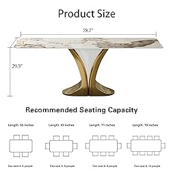 79'' Modern Luxury Dining Table for 8-10 People