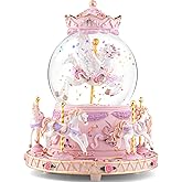 Music Box Unicorn Carousel Horses Snow Globe Gifts, Birthday Gift for Daughter Girls Women, Musical Carousel for Wife Friend Sister Anniversary Christmas Play You are My Sunshine