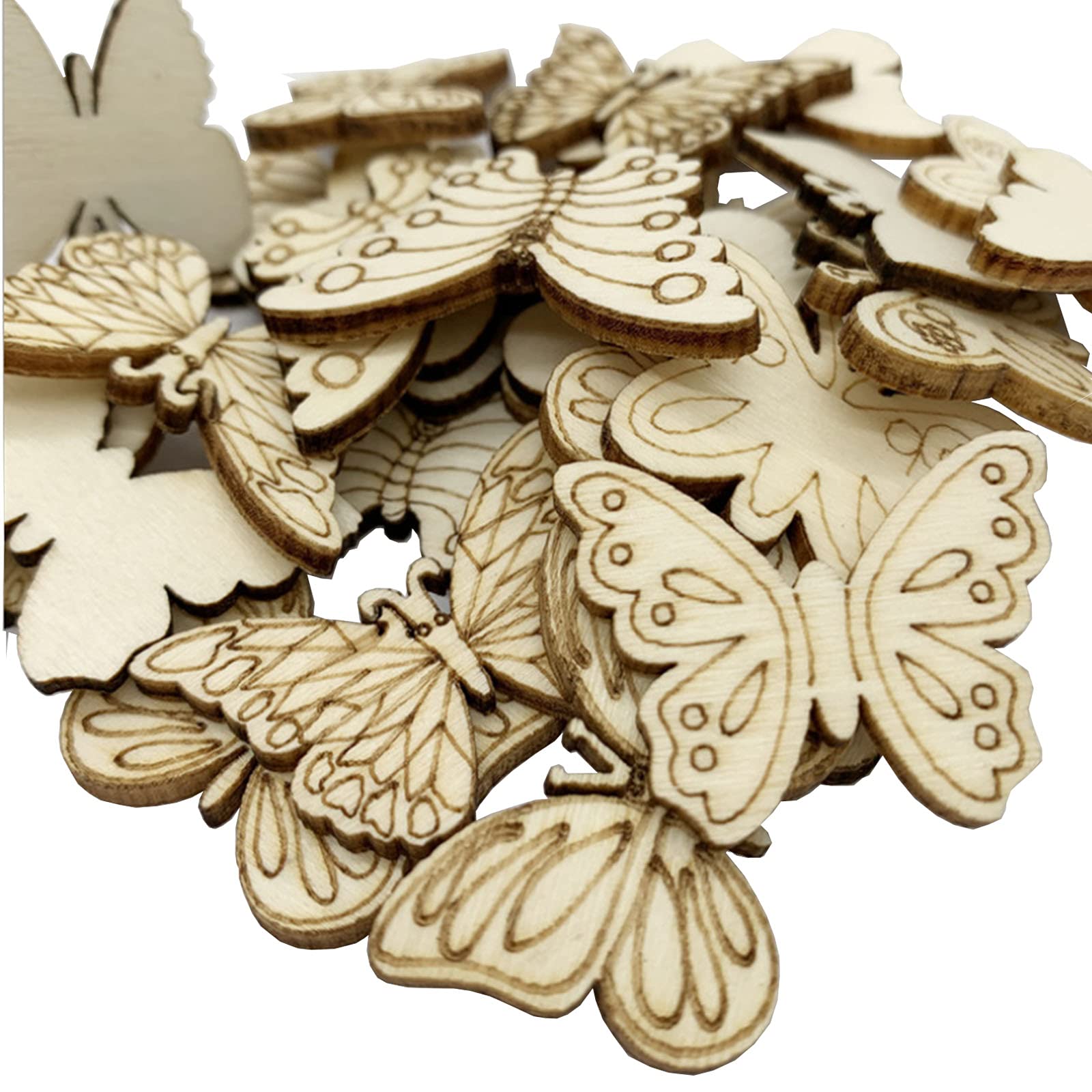 Pack of 100 Wooden Butterflies, DIY Discs Butterfly, Wooden Discs, Wooden Decoration Butterflies, for Table Decoration, Easter