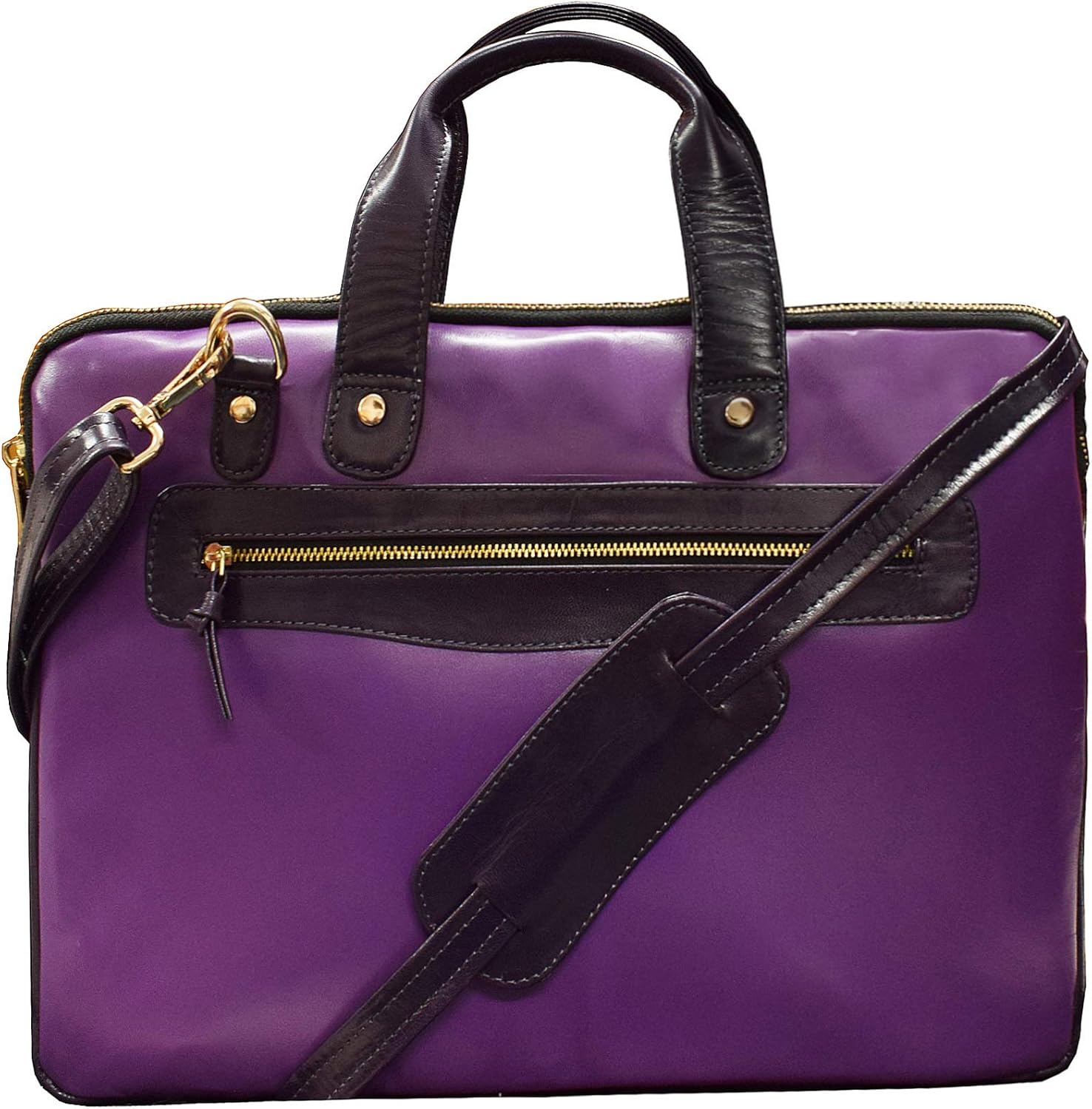 ABYS 14 Inch Genuine Leather Purple Laptop BriefcaseLaptop Messenger