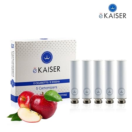 E-Zigarette | E-Liquid 5er Pack Weiß Cartomizer | Apfel-Geschmack | E-Shisha | für eKaiser Wiederaufladbar E-Shisha Zigarette