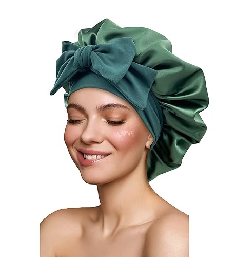 Satin Silk Hair Bonnet for Sleeping Large Bonnets With Tie Band
