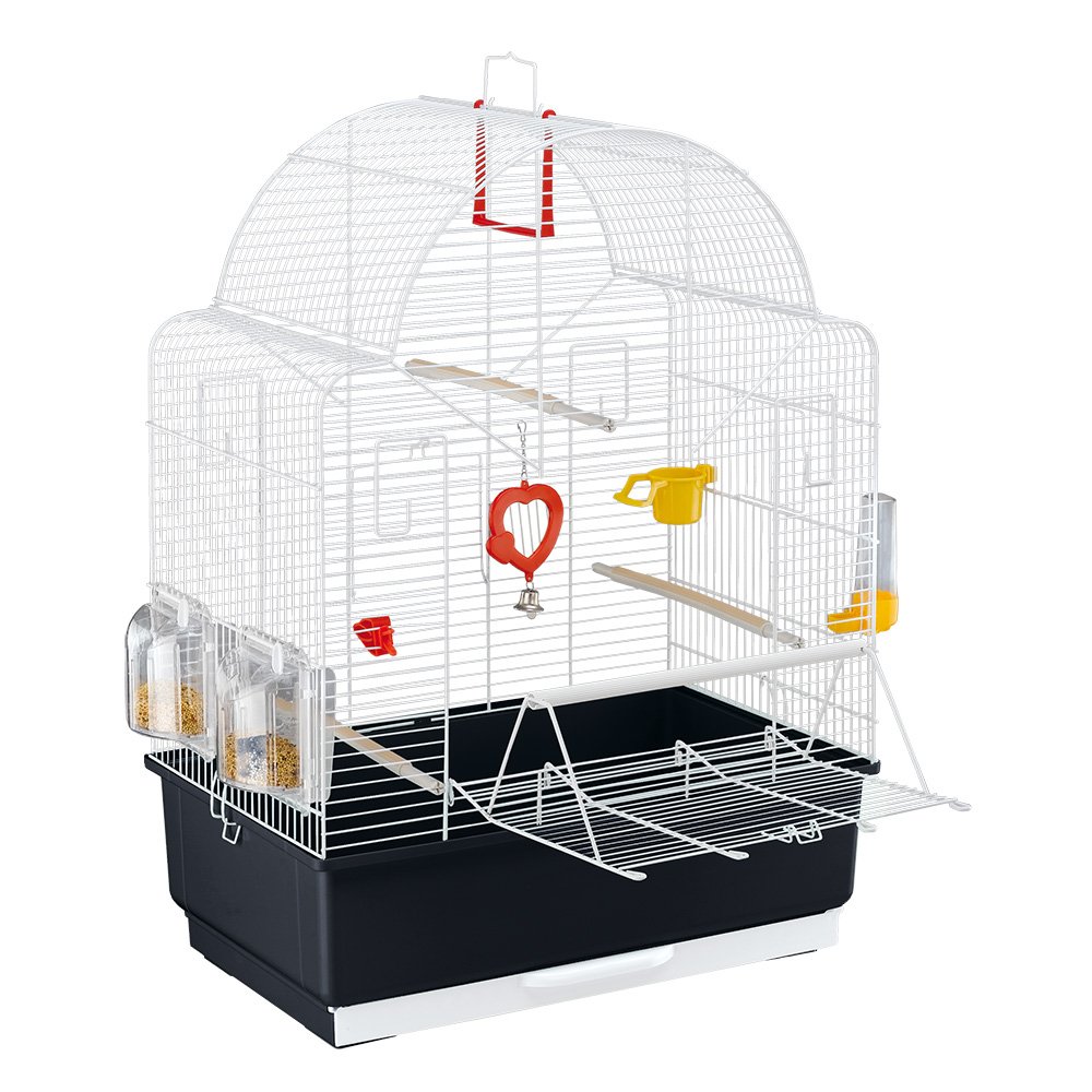 Ferplast Bird Cage Ibiza Open Cage for Birds, Canaries, Budgies, Finches, Loverbirds, Metal, Accessories Included Rotating Feeders Perches, 49.5 x 30 x h 69 cm