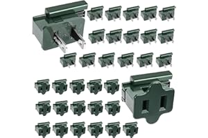 TTQ 32PCS SPT-1 Christmas Female and Male Slip Plug Electrical_Vampire Plugs Zip Plug Green Gilbert Plugs for Christmas Holiday Lighting,16 Female and 16 Male