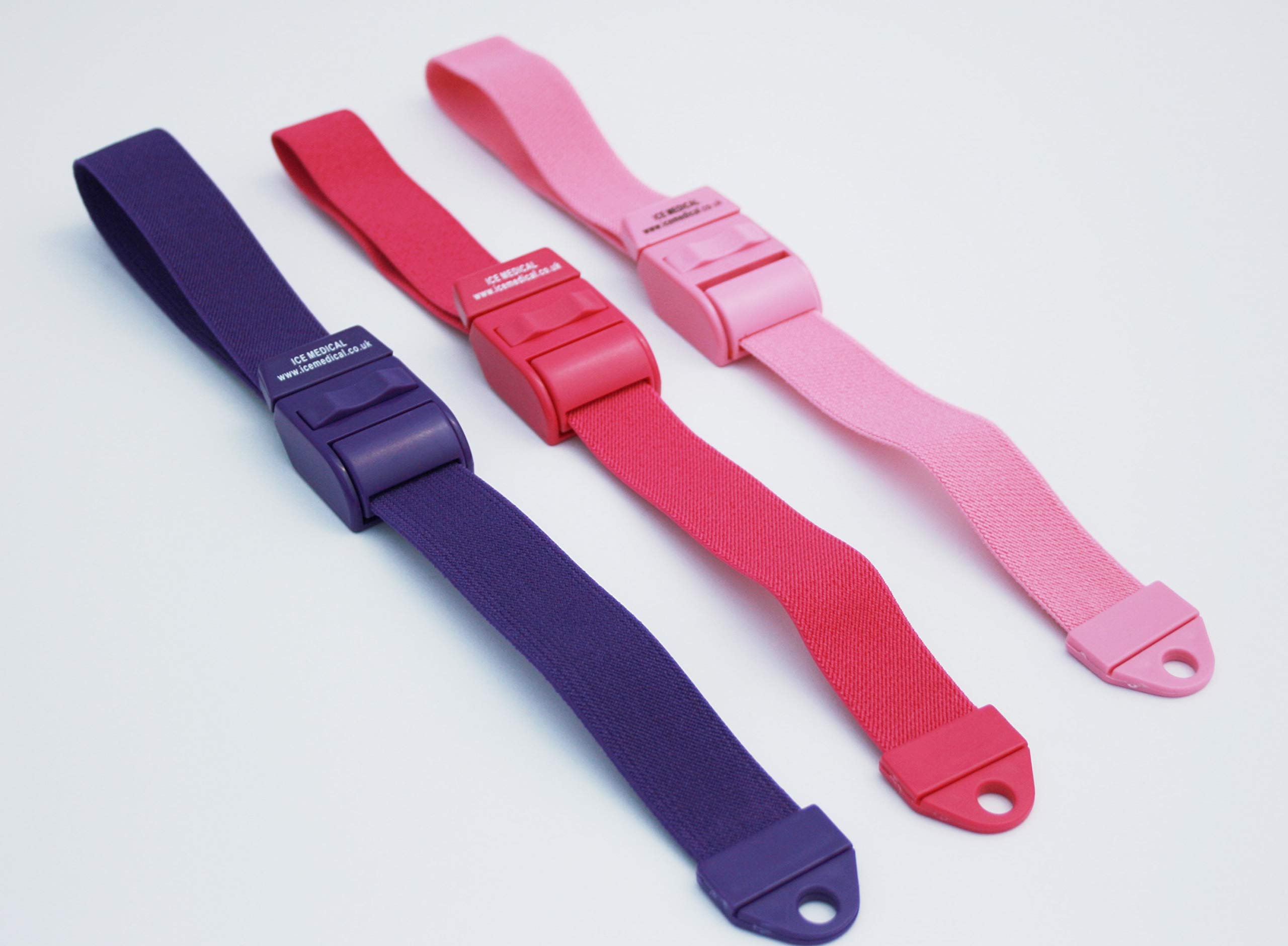 3 x ICE Medical Medical Tourniquet Quick and Slow Release (Tri - Pink, Dark Pink, Purple)