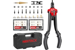 NEXTACK Rivet Nut Tool Kit w/a Step Drill Bit, 120 Nutsert, 13" Heavy Duty Rivnut Tool w/ 8 Mandrels M5 M6 M8 M10 10-24 1/4-20 5/16-18 3/8-16 in Organized Carrying Case (NT700)