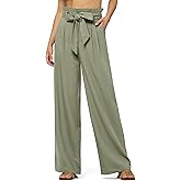 Willit Women Linen Pants Casual Wide Leg Dress Pants High Waisted Paperbag Work Trousers Summer Tie Knot Pockets 28"/30"/32''