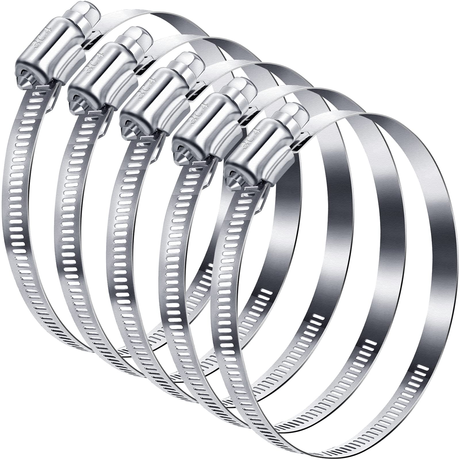 5PCS Jubilee Clips Adjustable Hose Clips Range 141-165mm Stainless Steel Hose Clamp Jubilee Clips Assorted for Fixing Exhaust Hose Fan Dryer Washing Machine Garden Dishwasher Pool — image 1