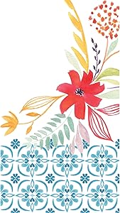 Cypress Home Watercolor Floral Paper Guest Towel, Set of 15-8 x 1 x 5 Inches