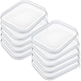 Sanwuta 10 Pcs Hard Zipper Case Clear Hard Pouches Plastic Zipper Pencil Box Toy Storage Bins Portable Plastic Container for Travel Toiletry Office Cosmetic Block Puzzle Organizer(M,Clear)